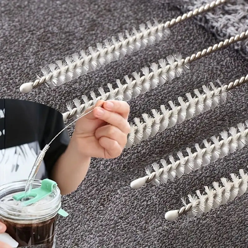 5 Stainless Steel Cleaning Brushes - Reusable Kitchen Tools for Home Use, Suitable for Glass, Silicone, Metal Straws, Etc.! - Perfect for Kitchen Cleaning - No Power Required.