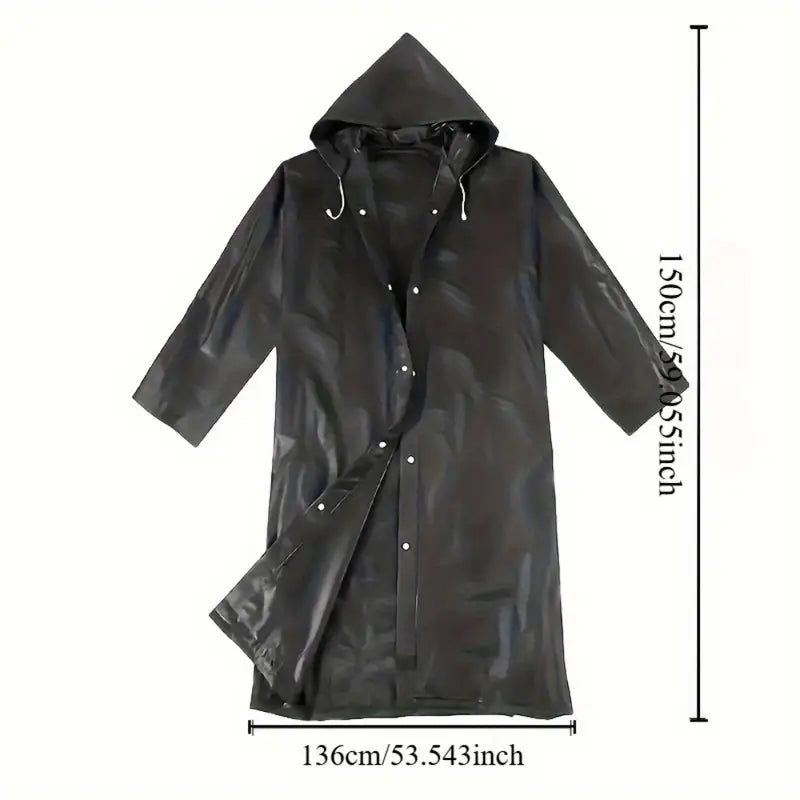 1/ 2pcs Black Adult Long Rain Jacket with Hat: Suitable for Outdoor Activities Such As Hiking, Fishing, and Rock Climbing