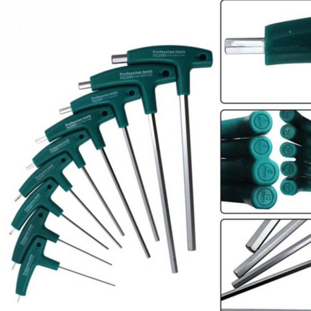 1.5/2/2.5/3/4/5/6/8/10mm T Handle Hexagon Allen Wrench Hex Key Spanner Hand Tool