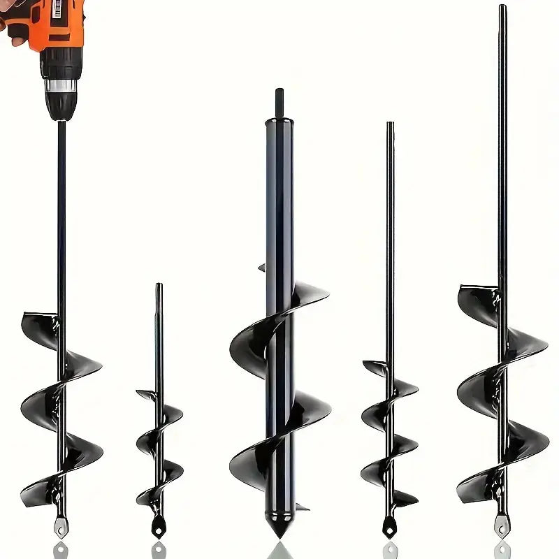 [Carbide Auger Bits] 4pcs Carbide Auger Bits Set- Hex Shank 3/8 Drive- Rapid Planter Tools Planting, Garden Ground Drill Bits, Bulb Seedbed Digging, Pillar Hole Excavator, Sizes 1.6x8.67, 2x14.56, 3.14x9.84, 3.54x15.7