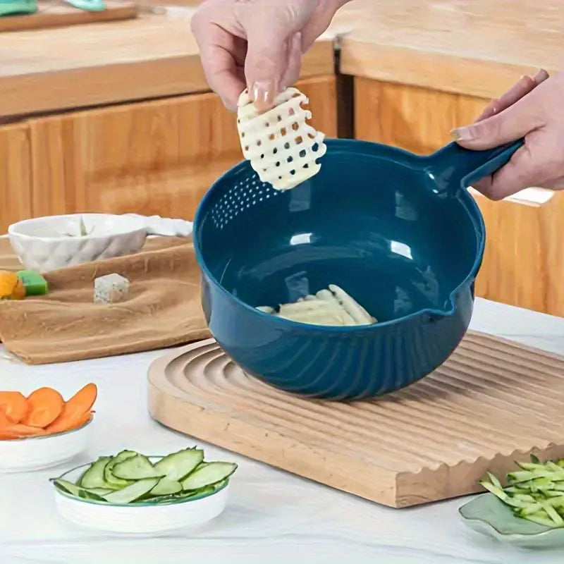 12-in-1 Manual Vegetable Chopper Slicer Shredder - Heavy-Duty Plastic Multi-Function Kitchen Tool for Carrots, Potatoes, Turnips - Compact Space-Saving Design for Home & Commercial Use, Modern Kitchenware, Easygrip Handle,