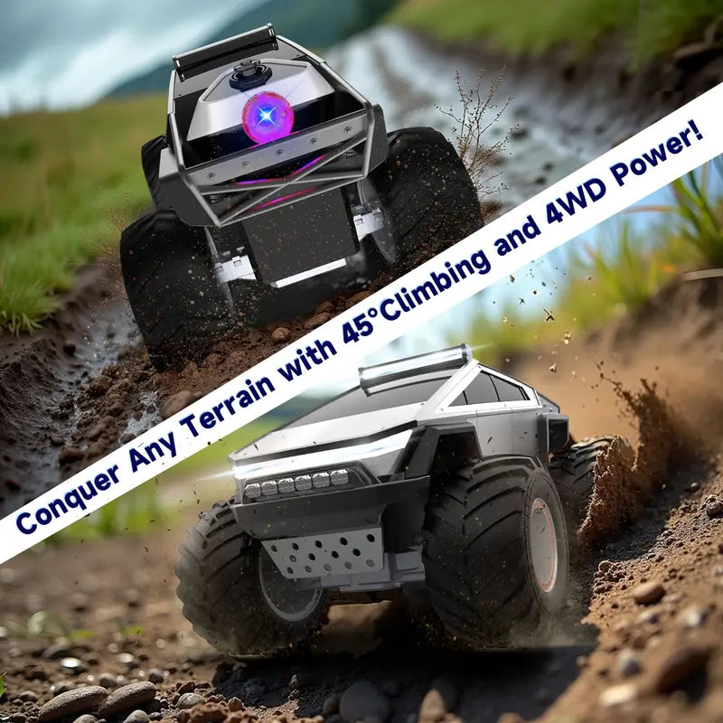Truck Toy, Truck RC Car 4WD Off Road, Remote Control Truck for All Terrain, Monster Truck Toys with LED Lights And Music 2.4GHz Vehicles Kids Gifts for Boys/Girls Age 6+, Easter Gifts