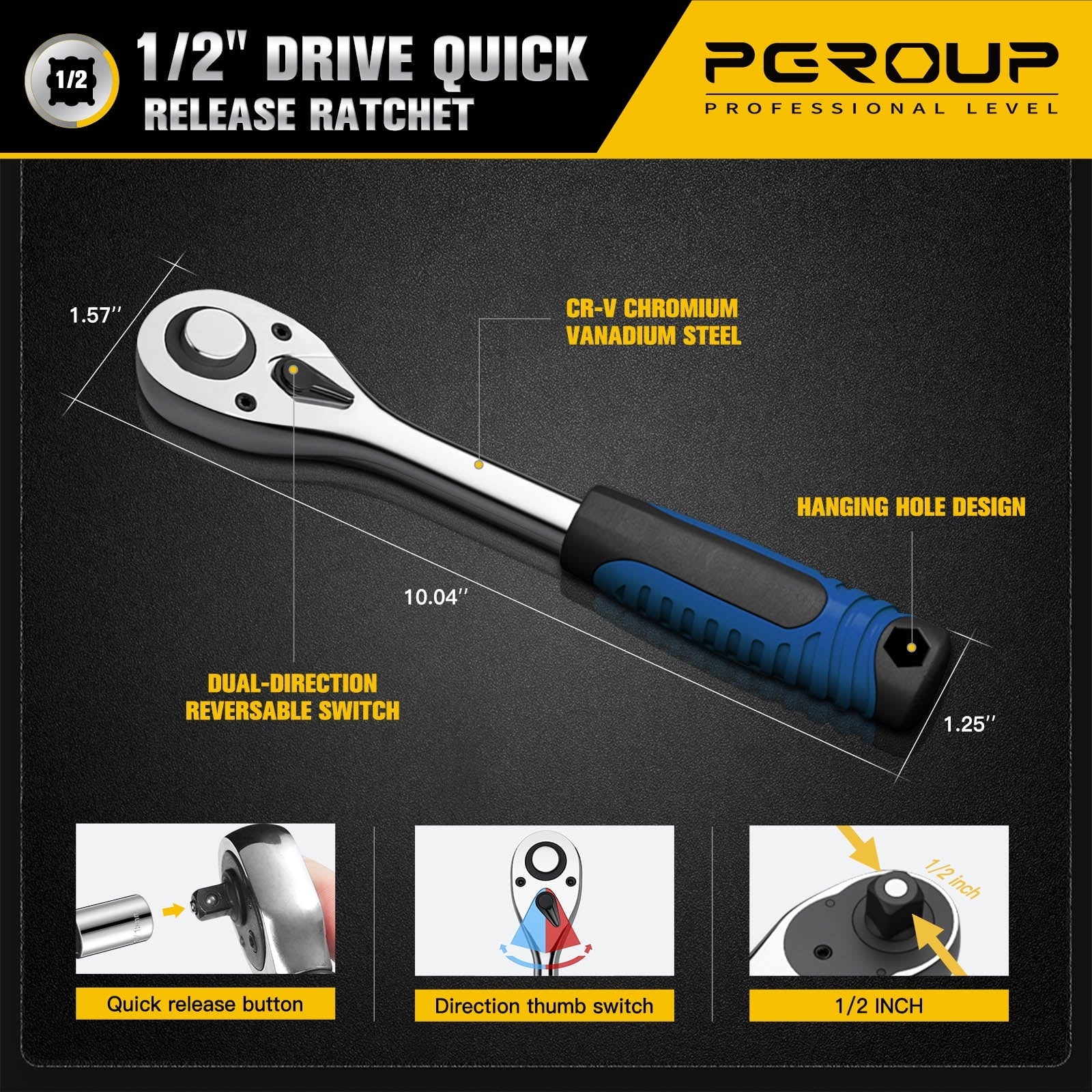 1/2" Drive 8mm-32mm Metric Socket Set, 32 Pcs Mechanic Tool Socket Ratchet Wrench Set, for Auto Repairing