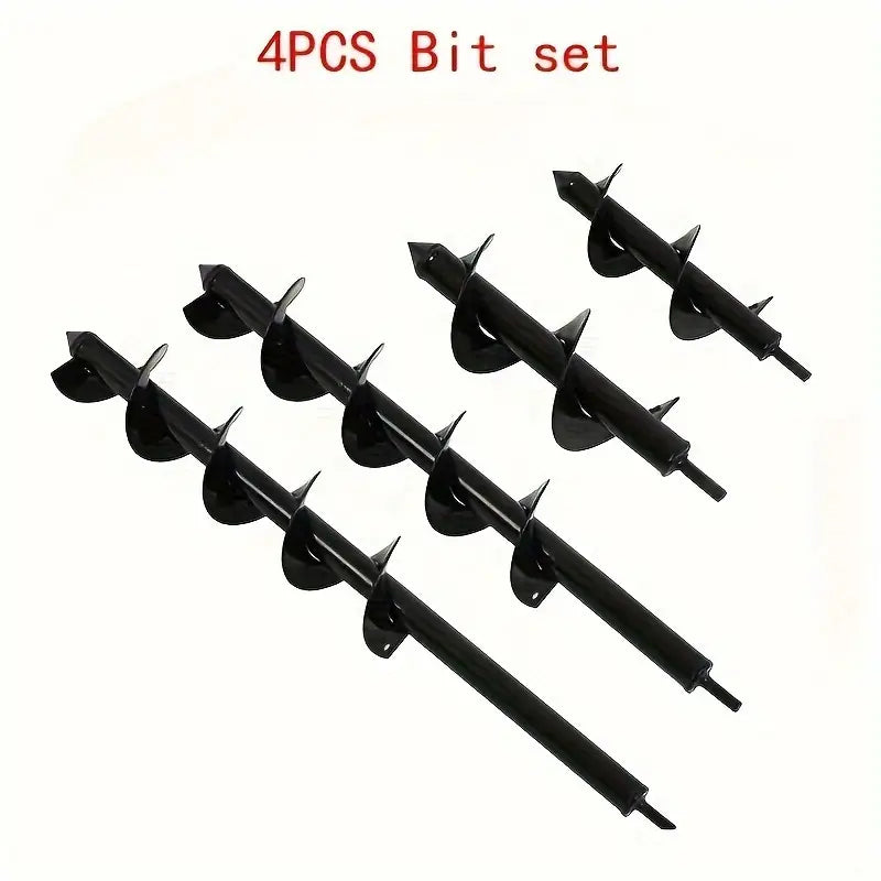 [Carbide Auger Bits] 4pcs Carbide Auger Bits Set- Hex Shank 3/8 Drive- Rapid Planter Tools Planting, Garden Ground Drill Bits, Bulb Seedbed Digging, Pillar Hole Excavator, Sizes 1.6x8.67, 2x14.56, 3.14x9.84, 3.54x15.7