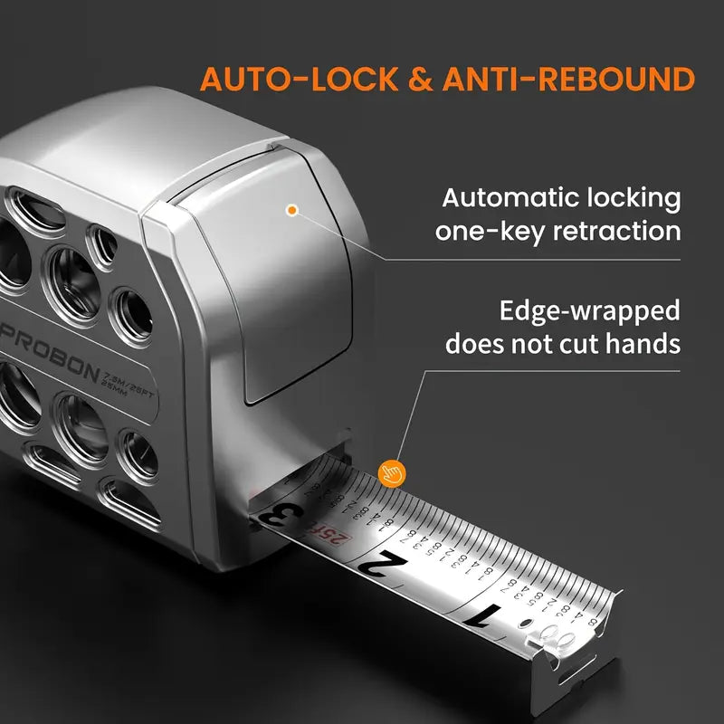 2025 New 25ft Stainless Steel Measuring Tape - Anti-Rust, Strong Magnetic Bottom, Hollow Design, Portable Self-Locking Tape Measure for Household & Woodworking (No Battery Needed), Woodworking Tools, Precision Measurement,