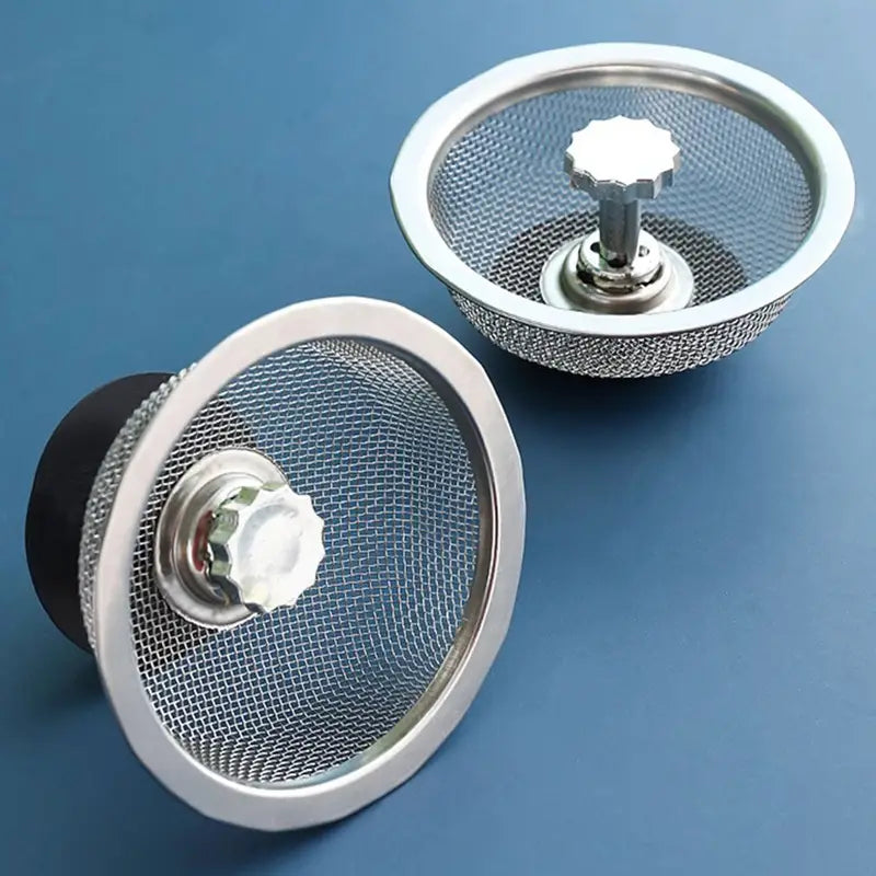 1pc Stainless Steel Sink Filter - 3.2-Inch Anti-Clog Mesh with Central Knob, Easy-Clean Rust-Resistant Design for Bathroom, Kitchen, Shower & Bathtub Drains