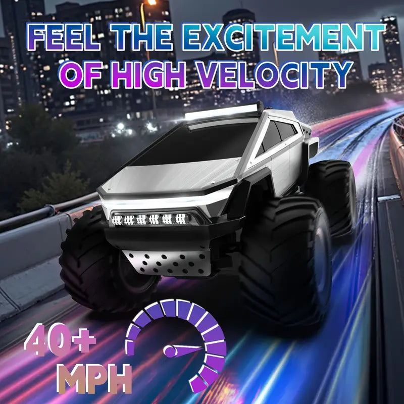 Truck Toy, Truck RC Car 4WD Off Road, Remote Control Truck for All Terrain, Monster Truck Toys with LED Lights And Music 2.4GHz Vehicles Kids Gifts for Boys/Girls Age 6+, Easter Gifts