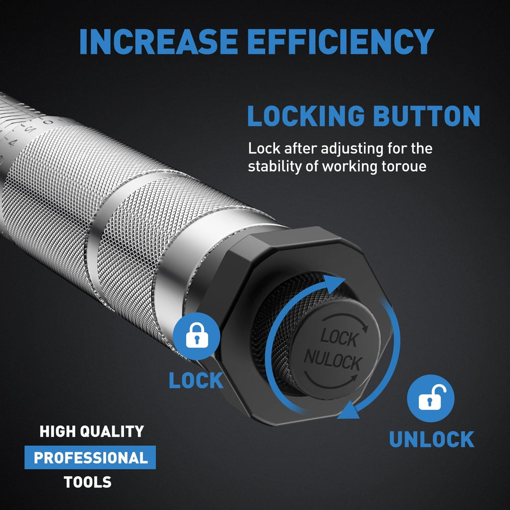 1/2-inch Drive Click Torque Wrench Set, 20-159 Ft-Lb/28-210 Nm, Dual-Direction & Adjustable 72-tooth Torque Wrench Kit with Extension Bar & Buckle, Socket Set-7PCS