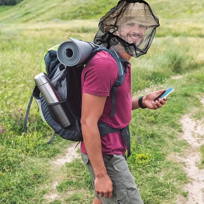 1/2pcs Premium Mosquito Net - Extra Large Extra Long Extra Fine Mesh Insect Repellent for Camping, Hiking, Fishing, Gardening, Hunting - Fits All Men & Women Hats, 100% Polyester, Machine Washable, Mosquito Repellent Outdoor