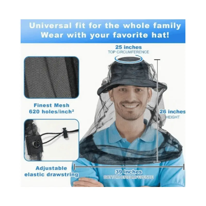 1/2pcs Premium Mosquito Net - Extra Large Extra Long Extra Fine Mesh Insect Repellent for Camping, Hiking, Fishing, Gardening, Hunting - Fits All Men & Women Hats, 100% Polyester, Machine Washable, Mosquito Repellent Outdoor