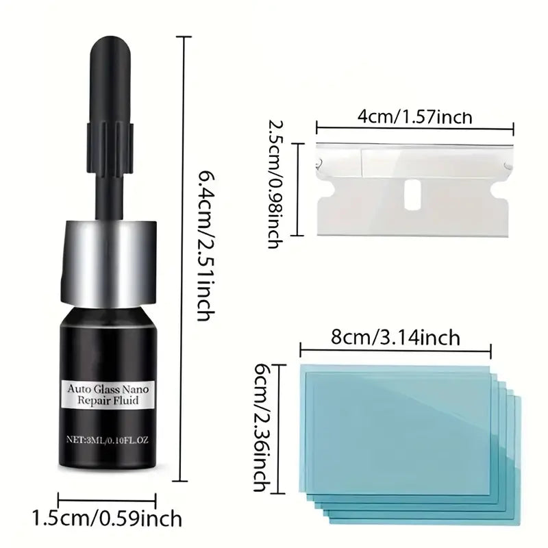 Specialized Glass Repair Kit Auto Windshield Cracks Scratches Clear Vision Portable Adhesive - Repairs Deep Cracks, No Specialty Tools Required, Fast Acting