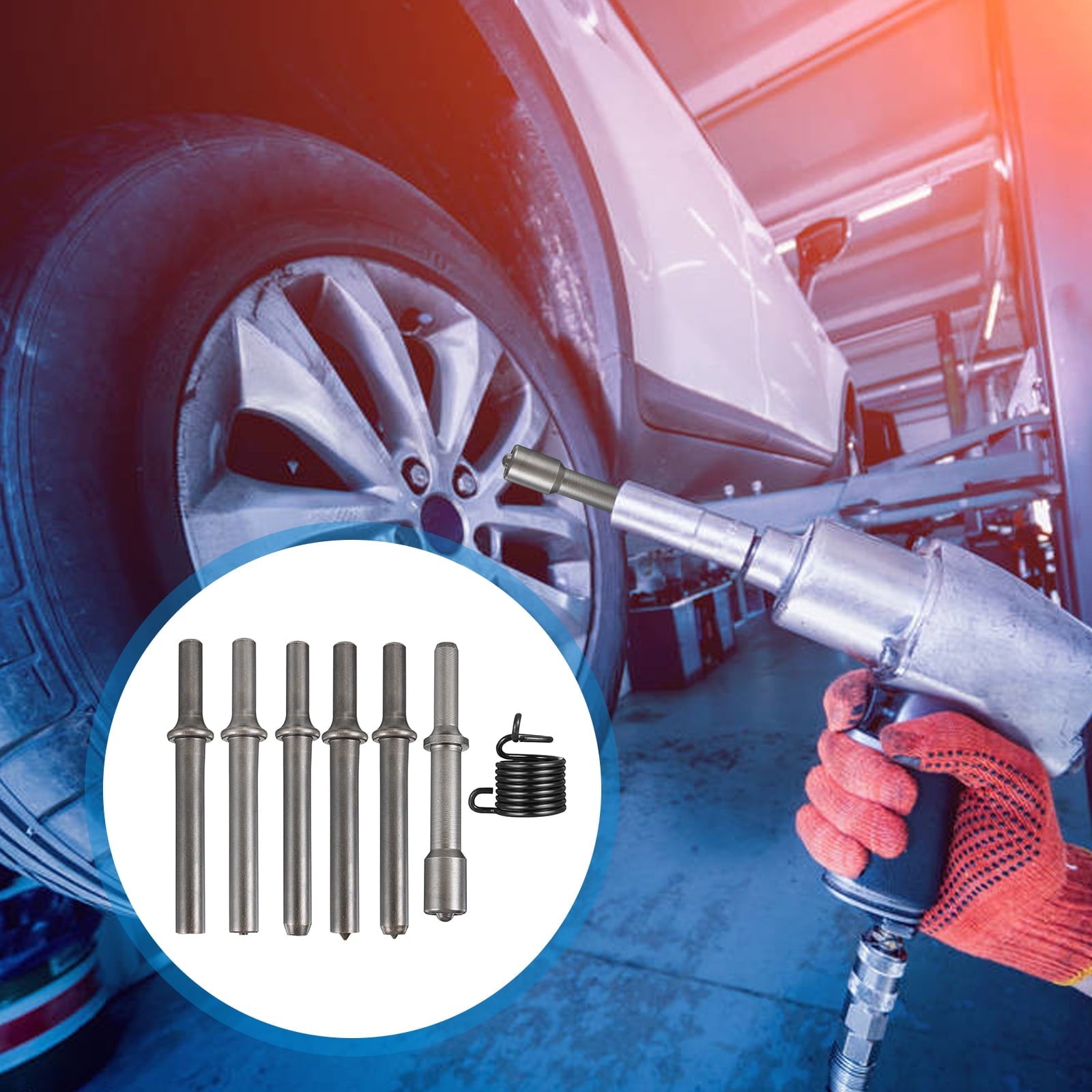 1 Set/7PCS Air Rivet Hammer Pneumatic Hammer Rivet Pneumatic Chisel Tool