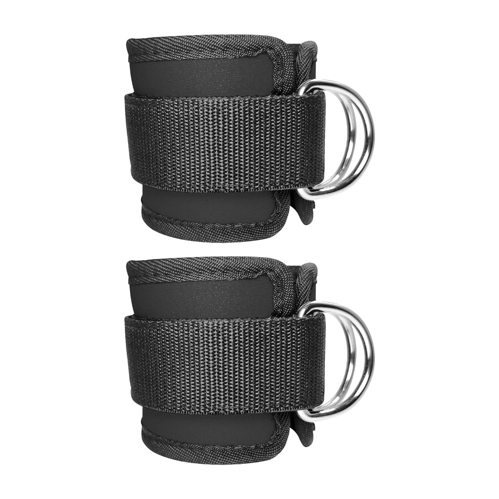 1 Pair Ankle Straps, Ankle Cuffs for Cable Machines, Workout Ankle Belt, Adjustable Padded Work Out Cuffs for Kickback, Glute Workout, Leg Extension 2 D Black No Grid