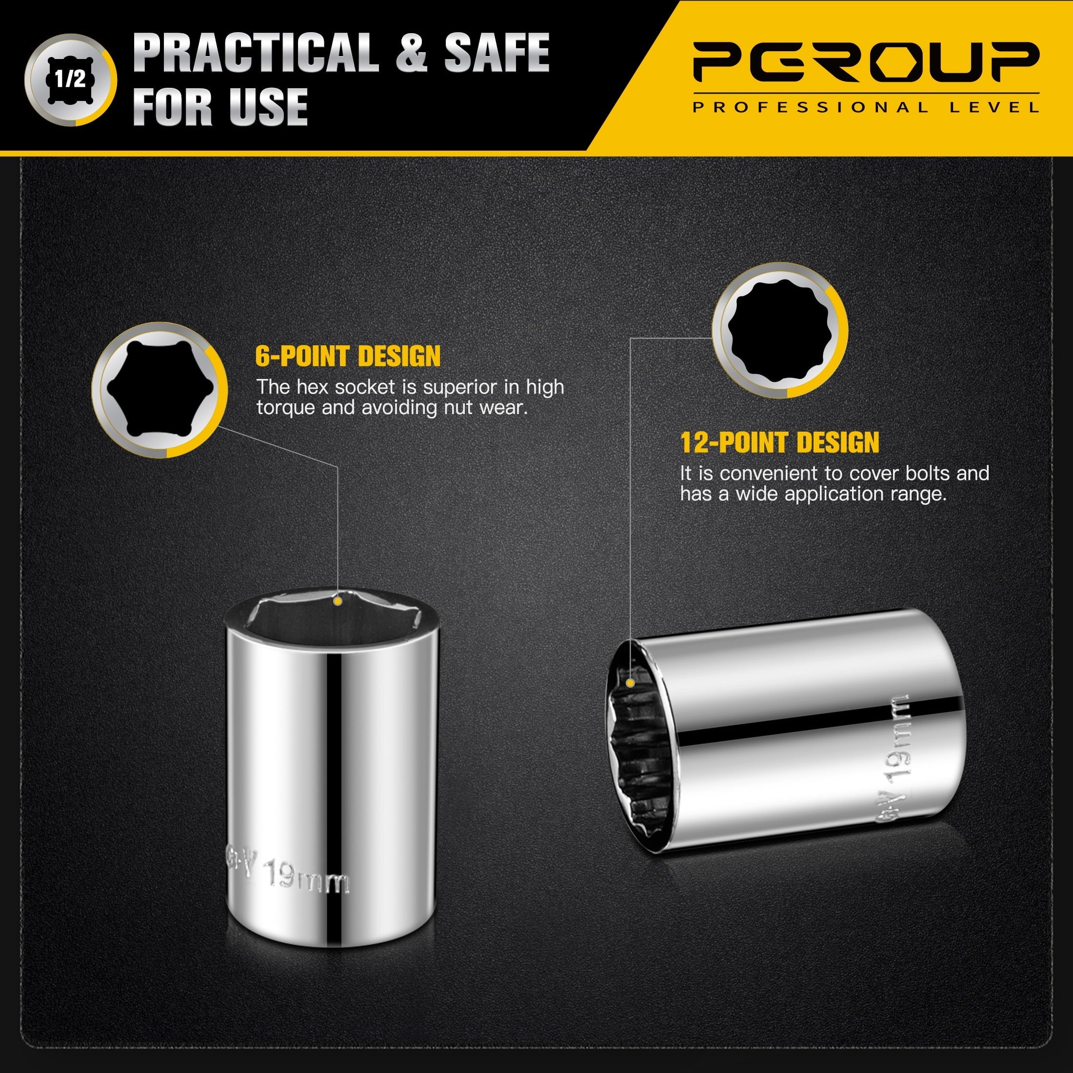 1/2" Drive 8mm-32mm Metric Socket Set, 32 Pcs Mechanic Tool Socket Ratchet Wrench Set, for Auto Repairing