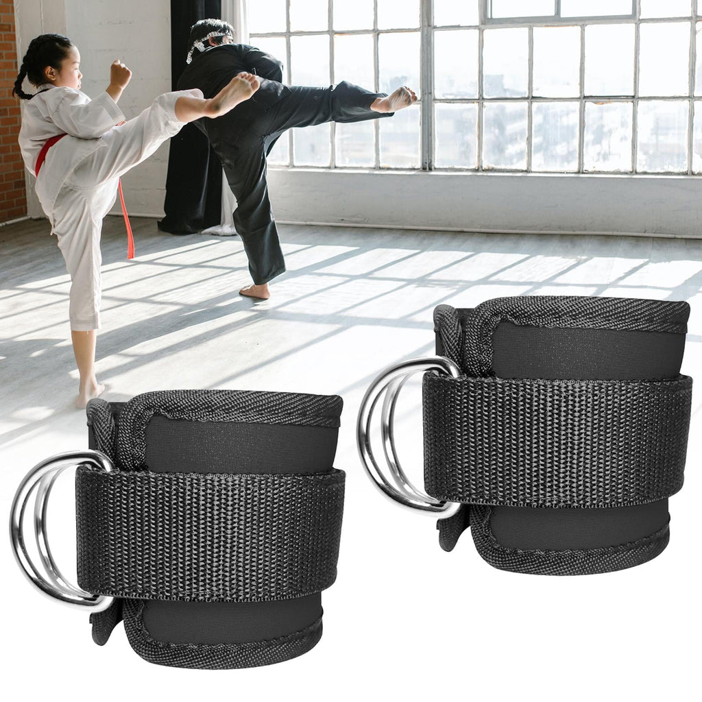 1 Pair Ankle Straps, Ankle Cuffs for Cable Machines, Workout Ankle Belt, Adjustable Padded Work Out Cuffs for Kickback, Glute Workout, Leg Extension 2 D Black No Grid
