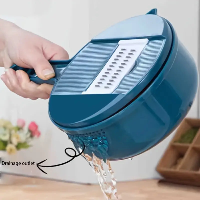 12-in-1 Manual Vegetable Chopper Slicer Shredder - Heavy-Duty Plastic Multi-Function Kitchen Tool for Carrots, Potatoes, Turnips - Compact Space-Saving Design for Home & Commercial Use, Modern Kitchenware, Easygrip Handle,