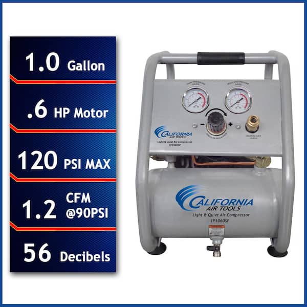 1.0 Gal. Light and Quiet Steel Tank Electric Portable Air Compressor with Panel