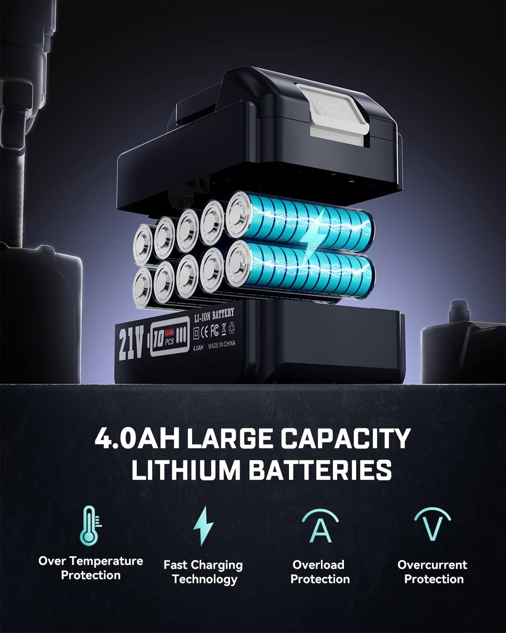 1/2'' Cordless Right Angle Impact Wrench Kit ,Seesii Brushless Power Impact Wrench 220Ft-lbs(300N.m), w/4.0Ah Rechargable Battery & 4 Sockets