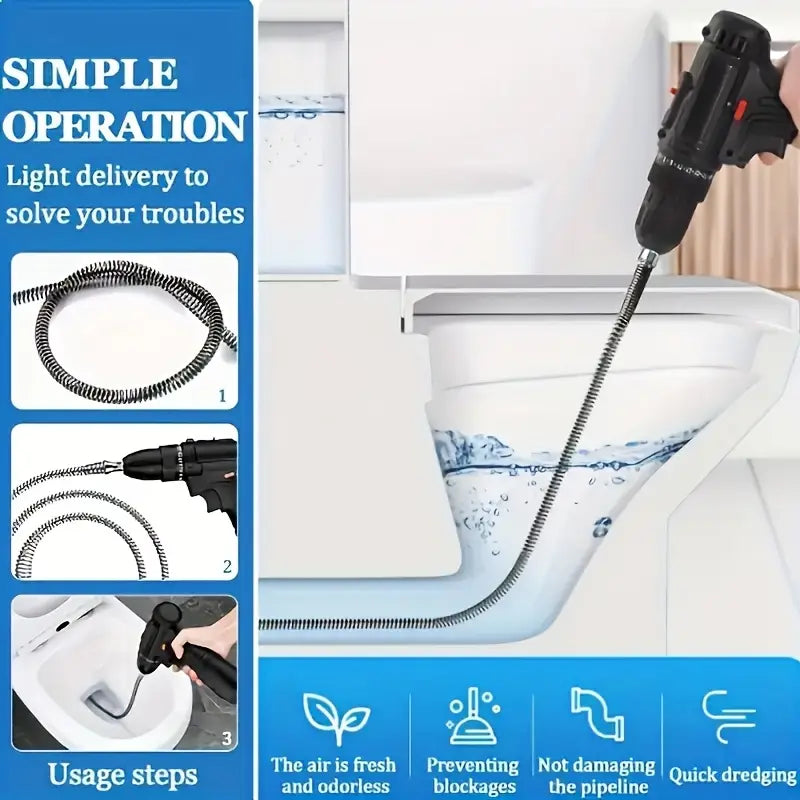 1pc 39.37" Long Flexible Pipe Unclog Tool, Manual Sink and Toilet Drain Cleaner, Hair and Waste Removal Tool for Bathroom and Kitchen, Easy to Use, Durable, Space Saving Design