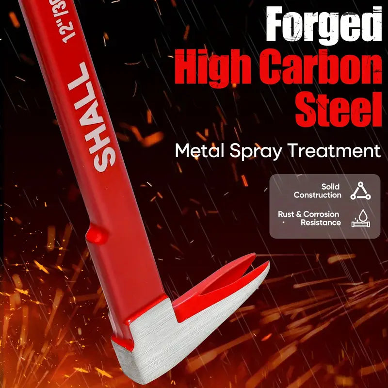 SHALL 3pcs Nail Puller Tool Set, 12', 10', 8' - Heavy Duty & Mini Cats Paw Pry Bar, Utility Claw Bar, Wonder Bar, High Carbon Steel Crowbar Tool For Home Remolding & Woodworking Tile Removal Tools