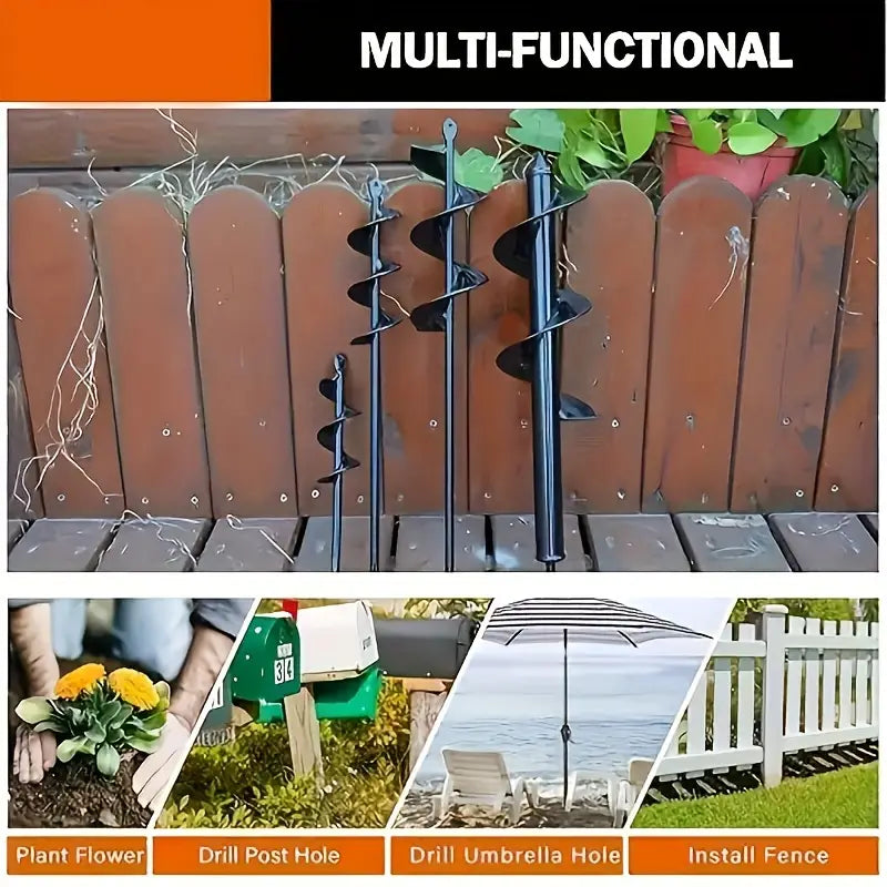 [Carbide Auger Bits] 4pcs Carbide Auger Bits Set- Hex Shank 3/8 Drive- Rapid Planter Tools Planting, Garden Ground Drill Bits, Bulb Seedbed Digging, Pillar Hole Excavator, Sizes 1.6x8.67, 2x14.56, 3.14x9.84, 3.54x15.7