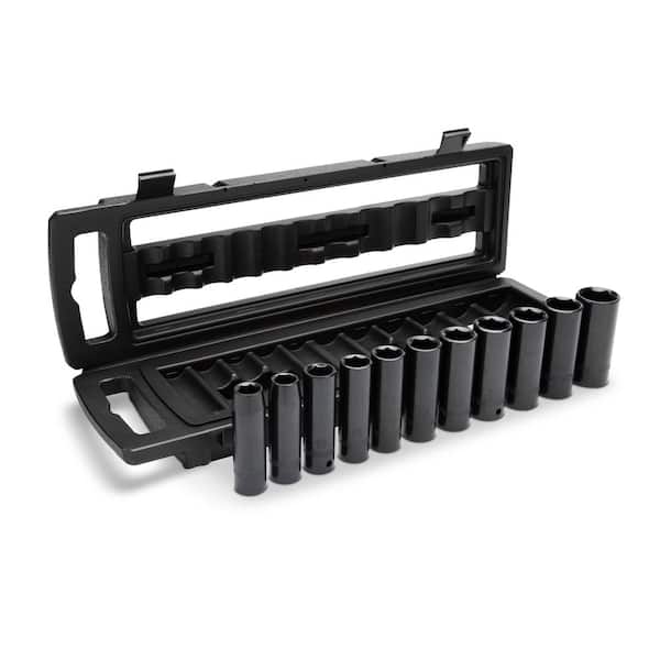 1/2 in. Drive Metric 6-Point Impact Socket Set with Storage Case (11-Piece)