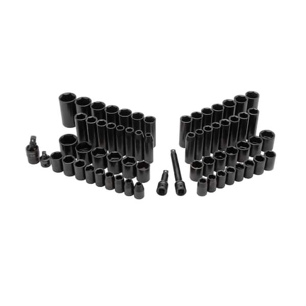 1/2 in. Drive SAE/Metric 6-Point Impact Socket Set (64-Piece)