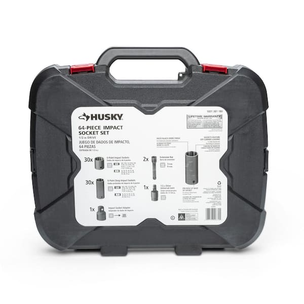 1/2 in. Drive SAE/Metric 6-Point Impact Socket Set (64-Piece)