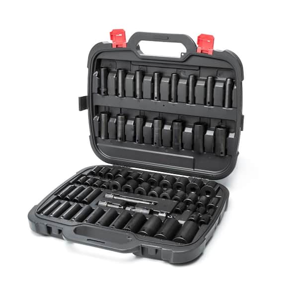 1/2 in. Drive SAE/Metric 6-Point Impact Socket Set (64-Piece)