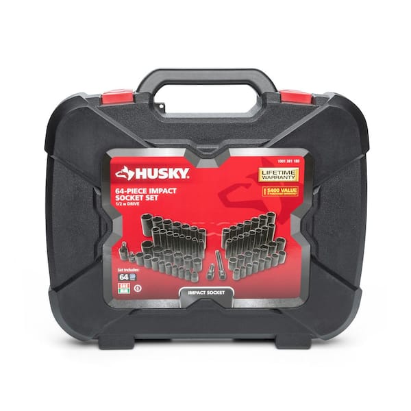 1/2 in. Drive SAE/Metric 6-Point Impact Socket Set (64-Piece)