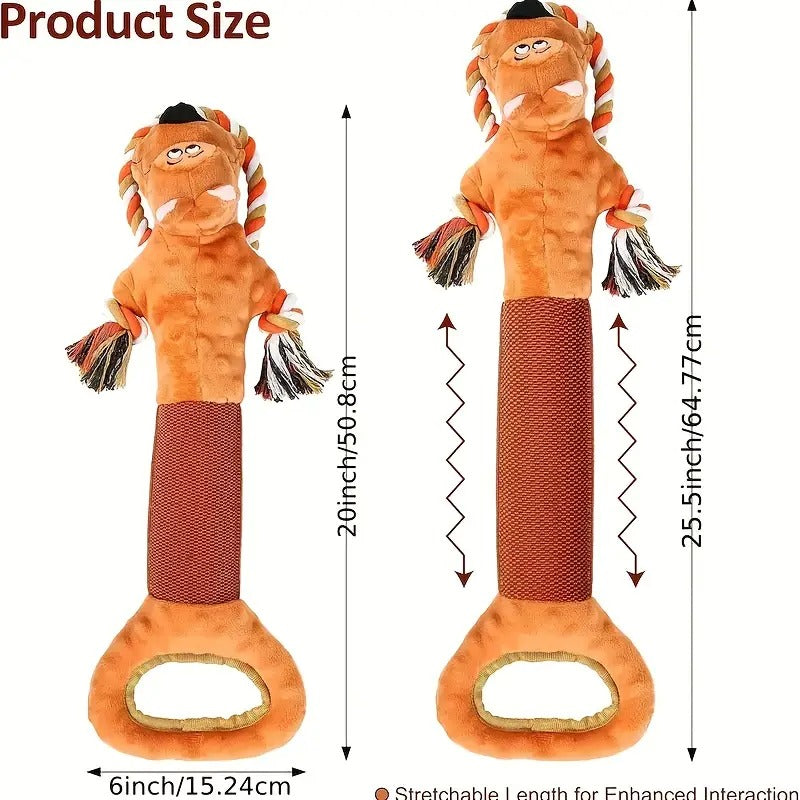 [For Aggressive Chewers Interactive Toy] Upgraded Bear Dog Toys For Aggressive Chewers Puppy Toys With Crinkle Paper And Squeaker, Interactive Tug Of War Dog Toy For Small, Medium, And Large Breeds, Without Battery