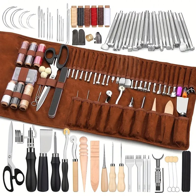 WUTUREE Leather Tools Kit with Leather Strap Hole Punch And Engraving Tool leather engraving tool for Cutting Punching Professional Handmade Craft Accessories Set