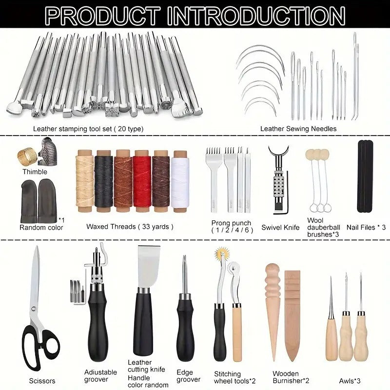 WUTUREE Leather Tools Kit with Leather Strap Hole Punch And Engraving Tool leather engraving tool for Cutting Punching Professional Handmade Craft Accessories Set