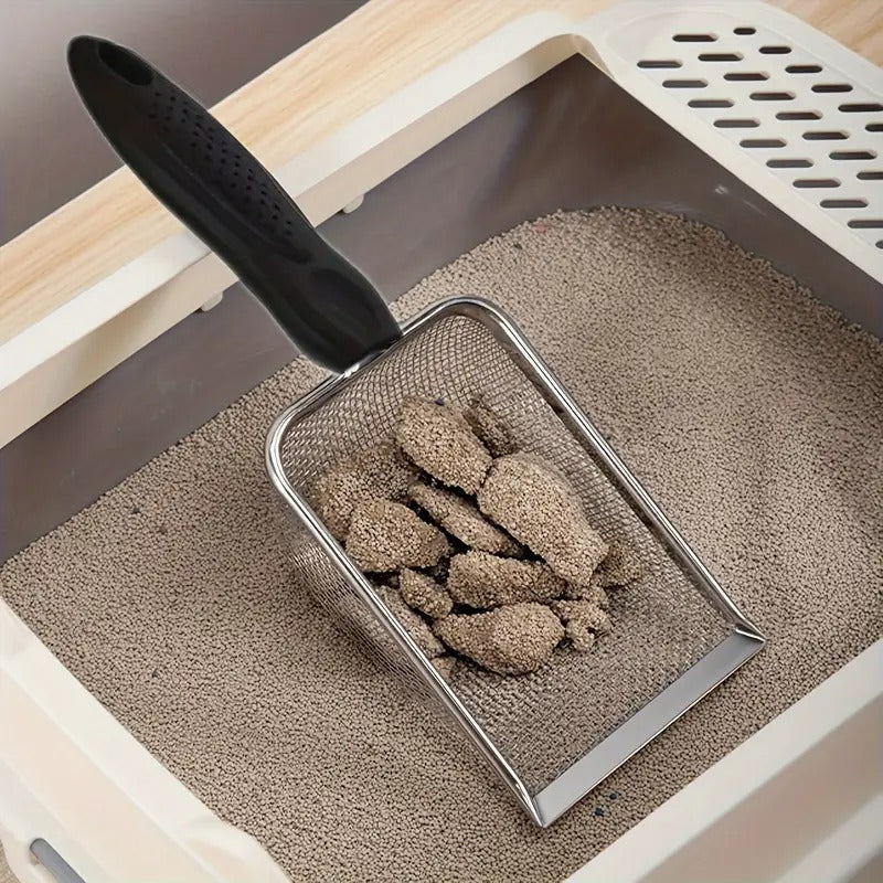 1 durable stainless steel cat litter scraper - an efficient pet cleaning tool suitable for all types of cat litter, making it convenient for cat owners to clean
