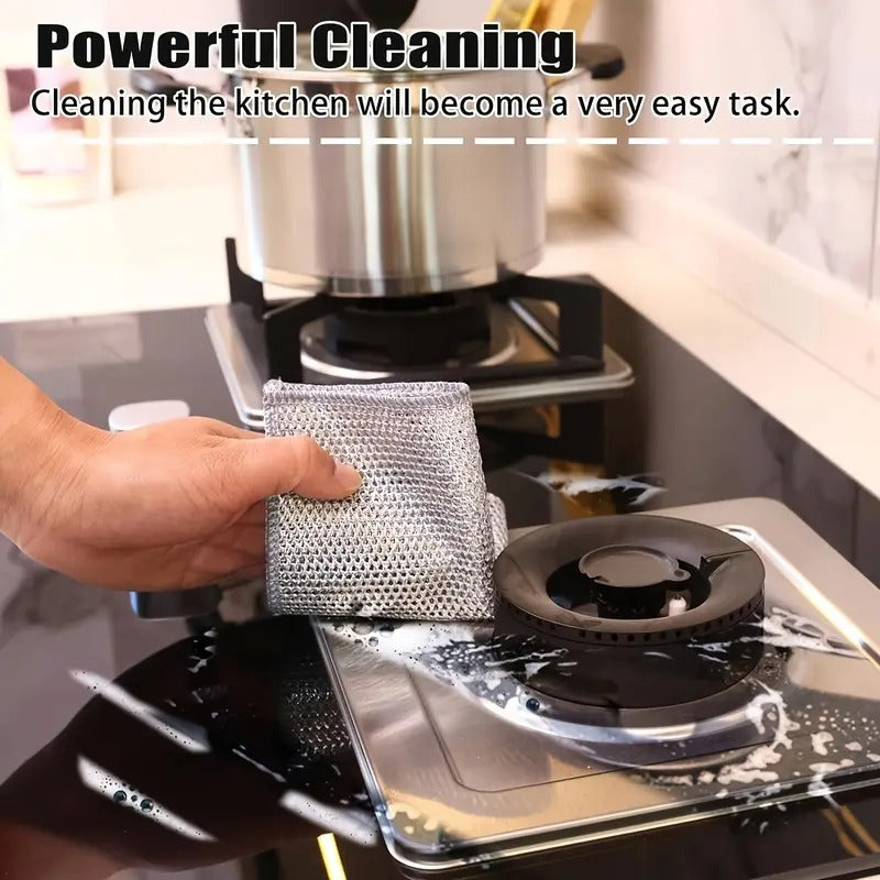 100pcs Scratch-Free Reusable & Washable Mesh Cleaning Cloths - Durable Polyester Blend for Kitchen, Bathroom, Outdoor - Gentle Grease & Dirt Removal, Multi-Surface Cloth Pads, Non -stick And Degreasing Cleaning Cloths