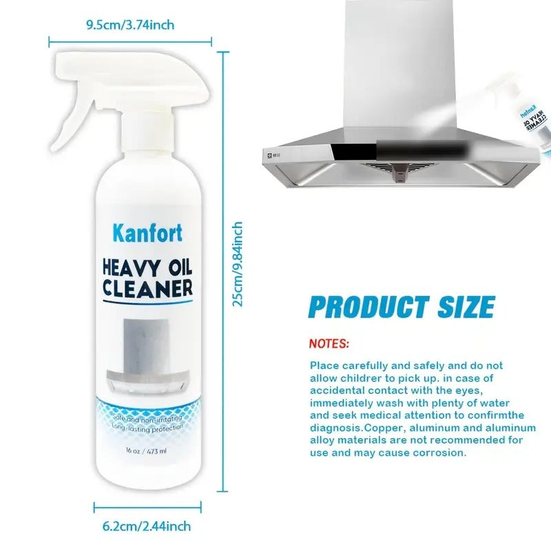 1pc KANFORT Heavy Duty All-Purpose Cleaner Spray - Quick Oil Stain Removal, Low-Odor Formula for Stove, Oven, Grout & Kitchen Surfaces - Non-Irritating, Scent-Free Degreaser, Ideal for Daily & Tough Cleaning