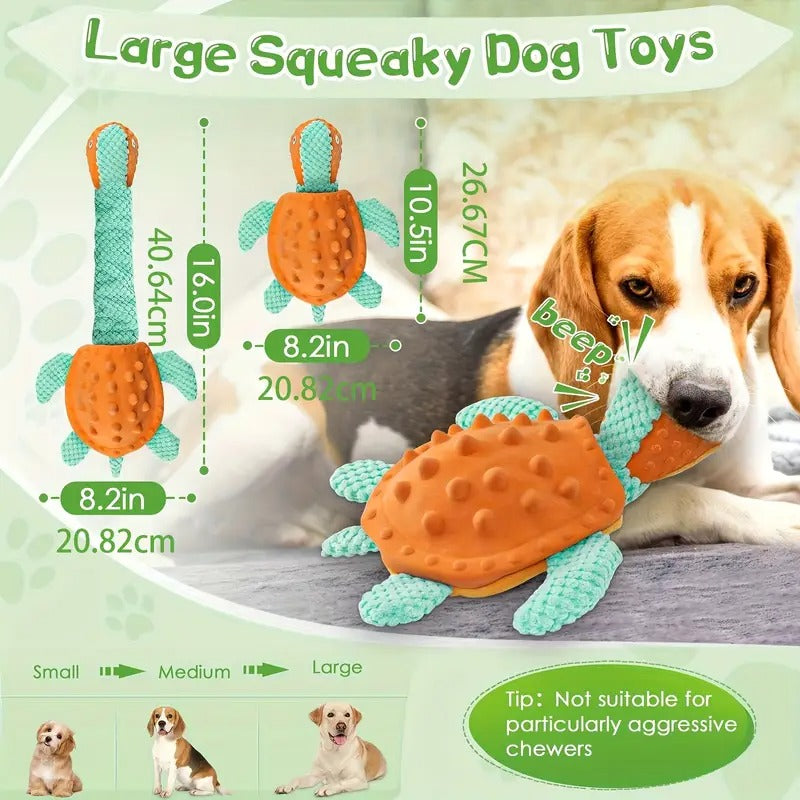Large Squeak turtle Dog Toys,Interactive Plush Tug Stretch of War Toys Suitable for small/medium/large dogs,teething training,puppy toys,Indoor Fun Puppy toys