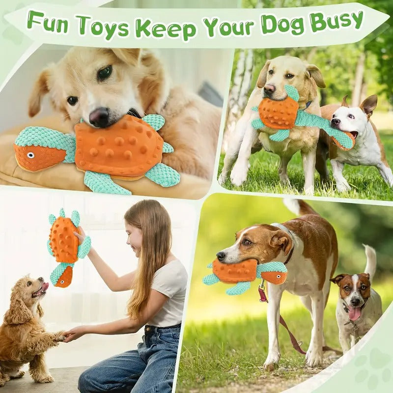 Large Squeak turtle Dog Toys,Interactive Plush Tug Stretch of War Toys Suitable for small/medium/large dogs,teething training,puppy toys,Indoor Fun Puppy toys