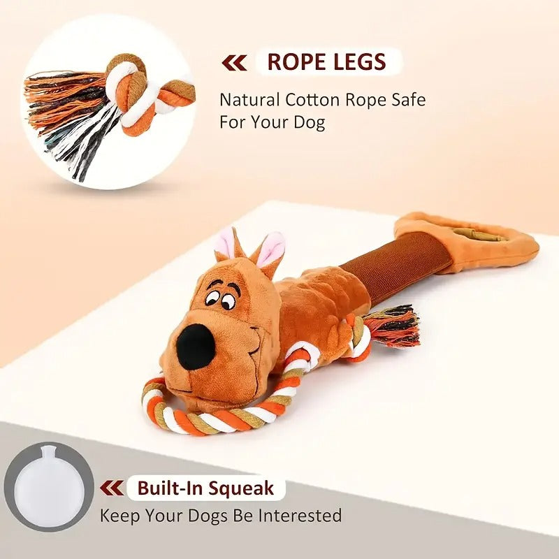 [For Aggressive Chewers Interactive Toy] Upgraded Bear Dog Toys For Aggressive Chewers Puppy Toys With Crinkle Paper And Squeaker, Interactive Tug Of War Dog Toy For Small, Medium, And Large Breeds, Without Battery