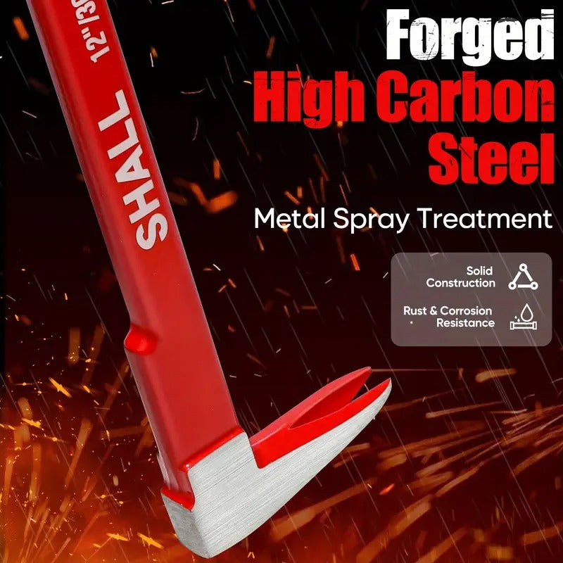 SHALL 3pcs Nail Puller Tool Set, 12', 10', 8' - Heavy Duty & Mini Cats Paw Pry Bar, Utility Claw Bar, Wonder Bar, High Carbon Steel Crowbar Tool For Home Remolding & Woodworking Tile Removal Tools