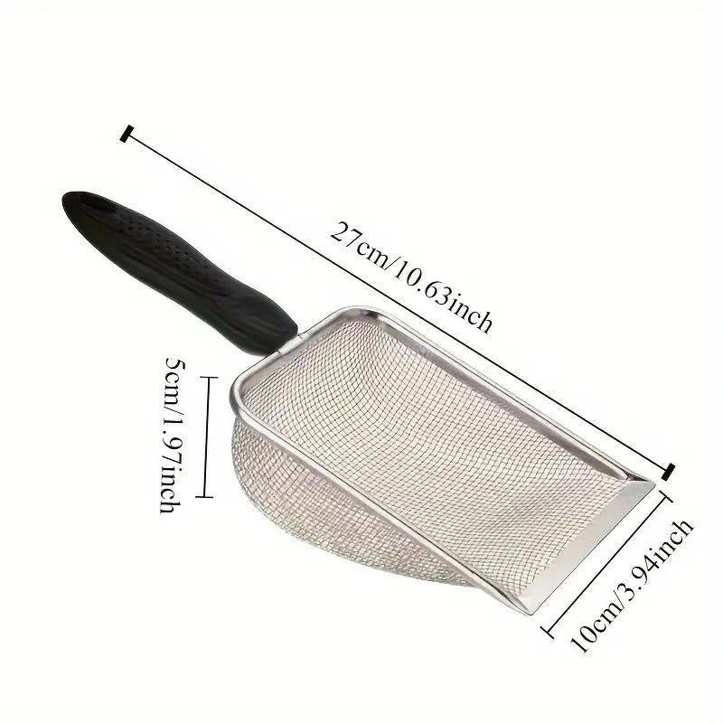 1 durable stainless steel cat litter scraper - an efficient pet cleaning tool suitable for all types of cat litter, making it convenient for cat owners to clean