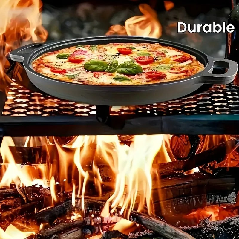1 Multi-functional Cast Iron Pan - A Non-stick Pan Suitable For Pizza, Barbecue And Pancakes - Compatible With All Stoves, Perfect For Home Kitchens And Outdoor Cooking