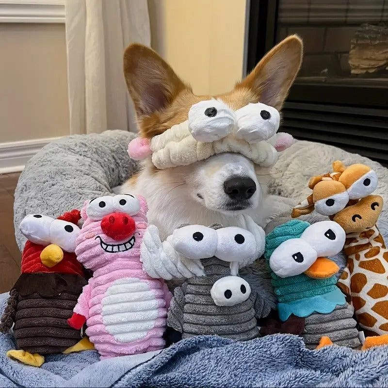 Nocciola 5pcs Dog Squeaky Toys, 5 Funny Strange Squeak Sounds For 5 Different Animals, Durable Interactive Dog Toy To Keep Them Busy, For Small To Large Dogs, Without Battery