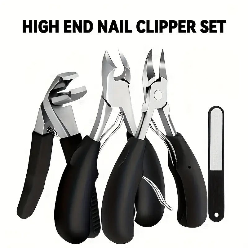 4pcs Elderly-friendly Nail Clipper Set - Wide Mouth, Extra Large Opening, Catcher, Professional Sharp Scissors, Heavy Duty Haircutting Scissors for Thick Nails, Long Handle, Easy to Use, Safe And Convenient