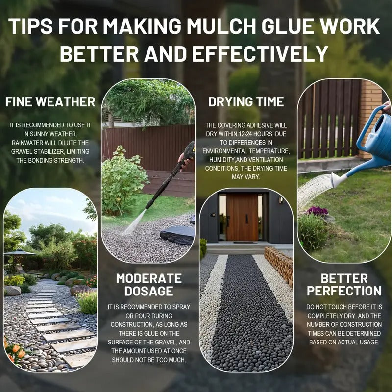 1.5 Gallon FUNEPOXY Waterproof Mulch Glue for Landscaping- Fast-Drying, Non-Toxic Rock Glue Binder for Garden, Stone& Mulch Compatible, Liquid Adhesive for Outdoor Use