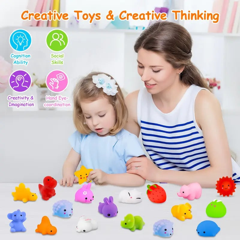 80pcs Mini Animal Squishy Toys - Relax & Party Favors for Youngsters, Assorted Cute Kawaii Designs (Chickens, Ducks, Rabbits, Cats, Dogs), Bright Colors, Perfect for Birthday, Easter Gifts, Classroom Prizes & Goodie Bags