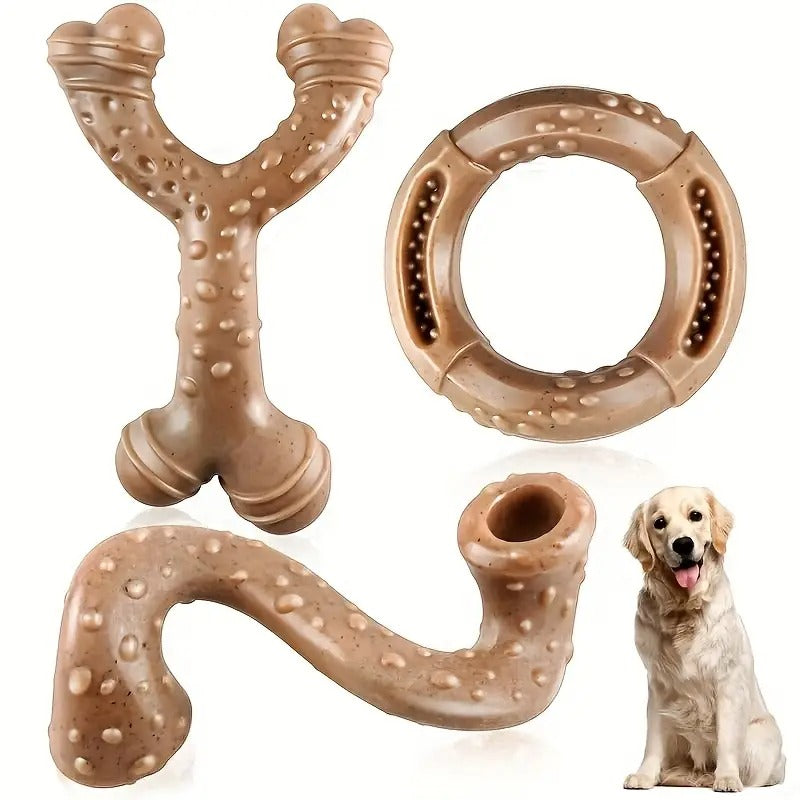 3-Pack Tough Nylon Large Dog Chew Toys - Durable Dog Toy Set, Dog Toys for Aggressive Chewers