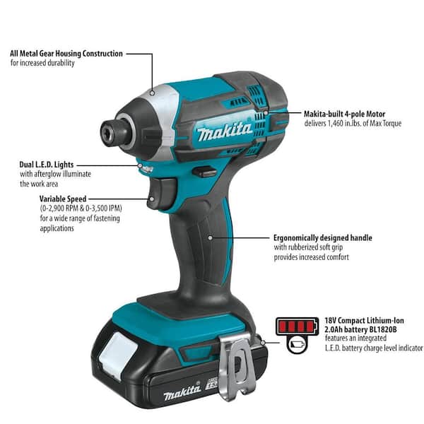 1.5 Ah 18V LXT Lithium-Ion Compact Cordless 1/4 in. Variable Speed Impact Driver Kit