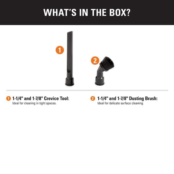 1-1/4 in. to 1-7/8 in. Dusting Brush and Crevice Tool Accessory Kit for RIDGID Wet/Dry Shop Vacuums