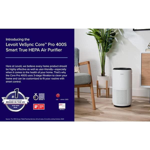 White PlasmaPro 400S Smart True HEPA Air Purifier, 403 sq.ft.